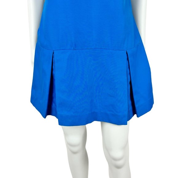 Vintage 60s Scooter Dress Women's Medium Mod Royal Blue V-Neck Dropped Waist - Picture 6 of 11